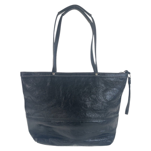 Coach Tote Bag Leather Black Big Signature