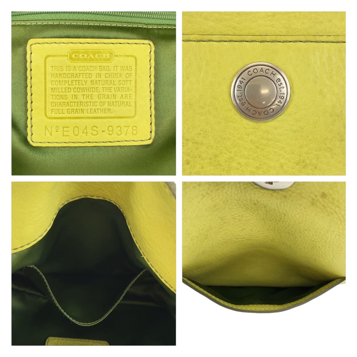 Coach Shoulder Bag Leather Yellow