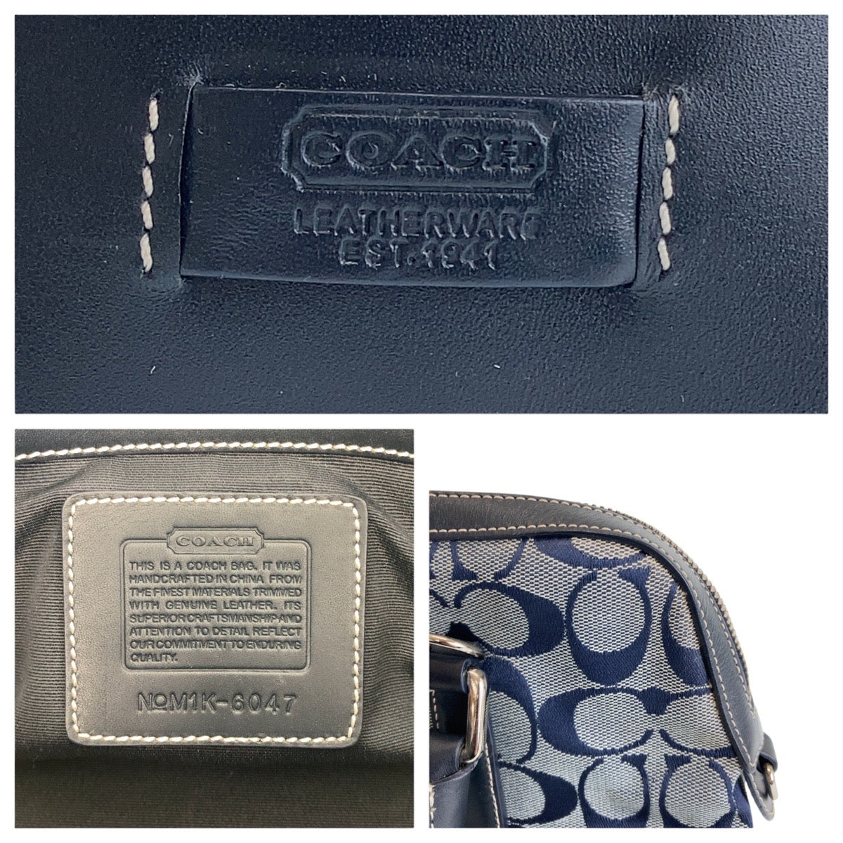 Coach Tote Bag Canvas Navy Signature