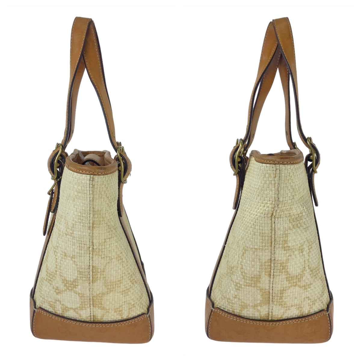 Coach Tote Bag Straw Brown Signature