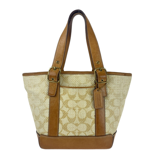 Coach Tote Bag Straw Brown Signature