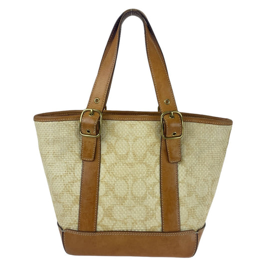 Coach Tote Bag Straw Brown Signature