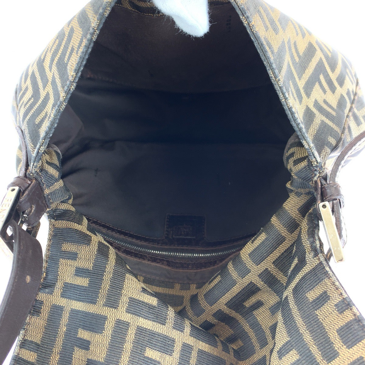 Fendi Shoulder Bag Canvas Brown Silver Metal Shoulder Bag Shoulder Bag Zucca Mamma Bucket Women Used Authentic