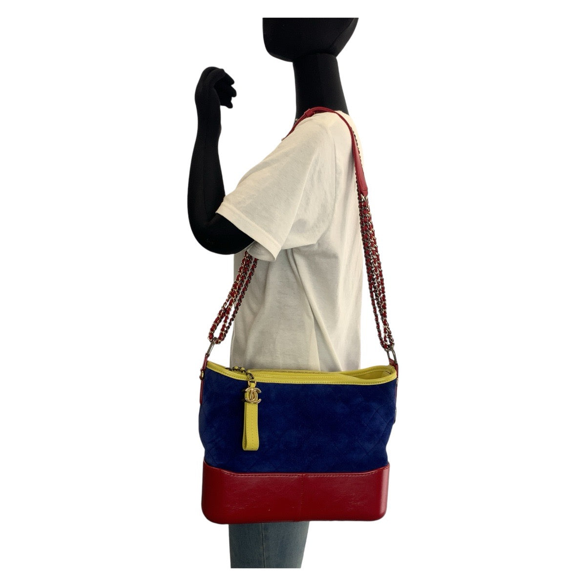 Chanel Shoulder Bag Suede, Leather Blue Red Yellow Shoulder Bag Chain Shoulder Bag Gabriel De Chanel Women Used Authentic