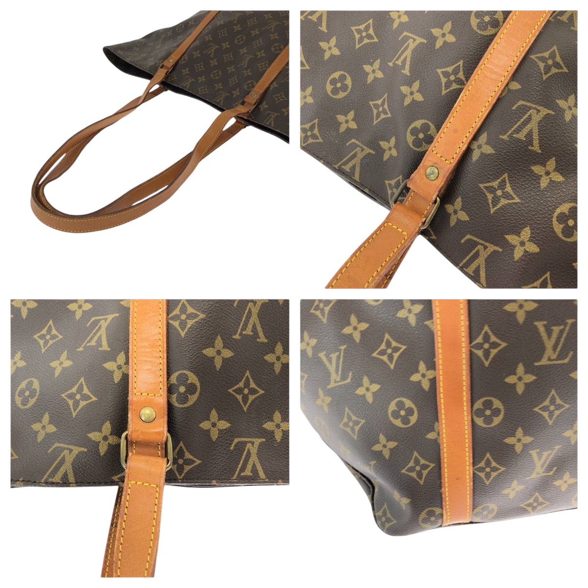 Louis Vuitton Tote Bag M51108 Pvc Brown Gold Metal Tote Bag Shoulder Bag Monogram Sac Shopping Women Used Authentic