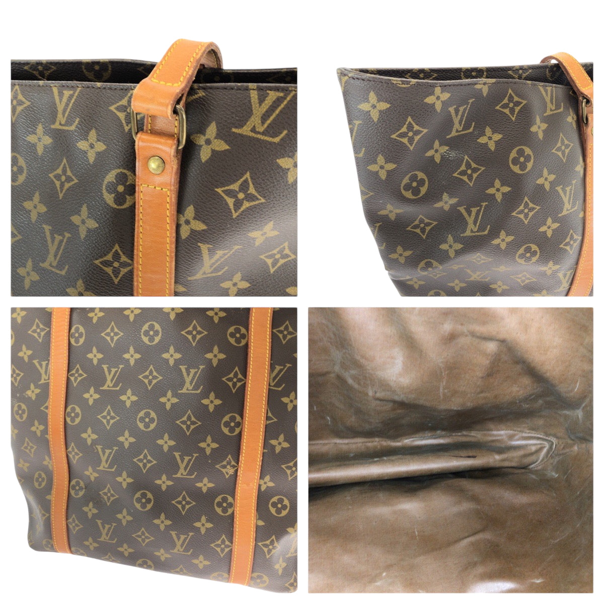 Louis Vuitton Tote Bag M51108 Pvc Brown Gold Metal Tote Bag Shoulder Bag Monogram Sac Shopping Women Used Authentic