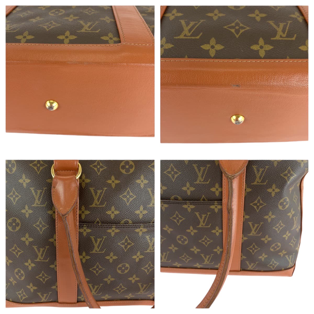 Louis Vuitton Tote Bag M42425 Pvc Brown Gold Metal Tote Bag Shoulder Bag Monogram Weekend Pm Mens Used Authentic