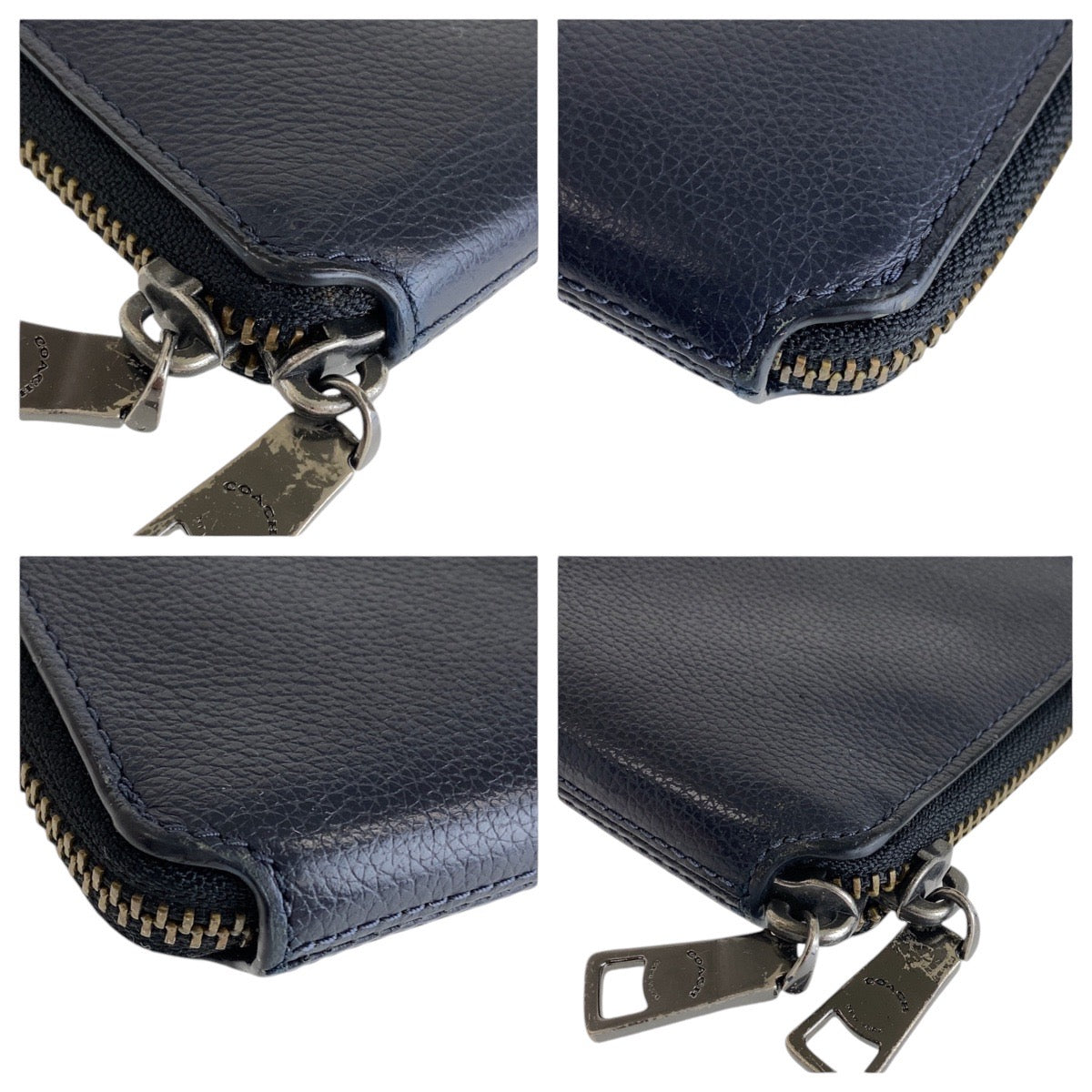 Coach Clutch Bag Leather Navy