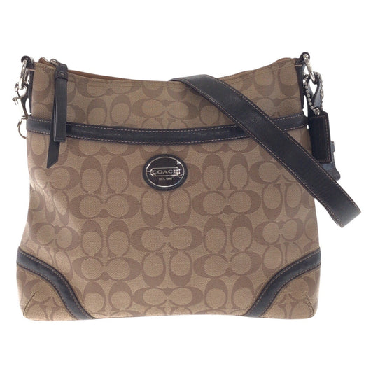 Coach Shoulder Bag Pvc Brown Signature