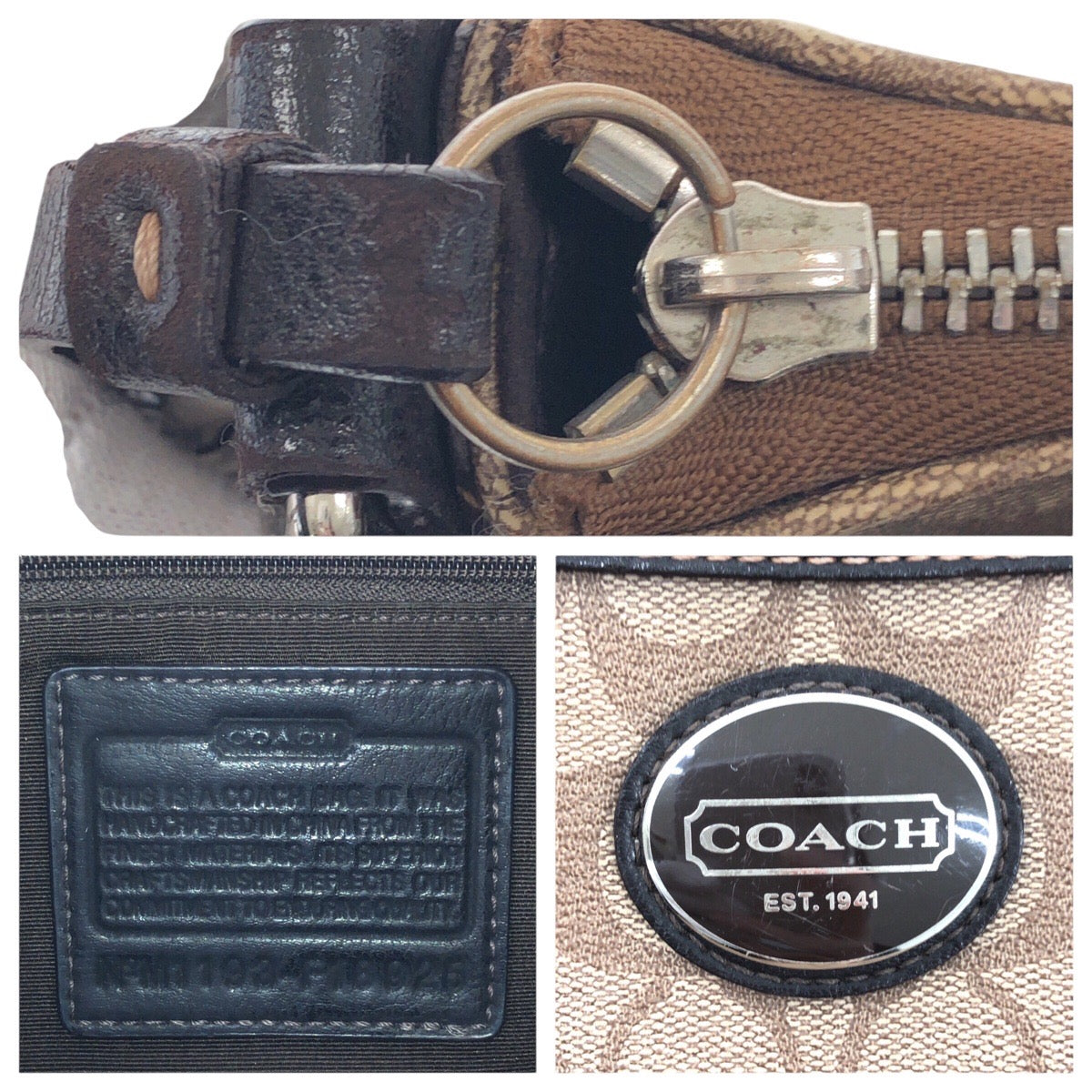 Coach Shoulder Bag Pvc Brown Signature