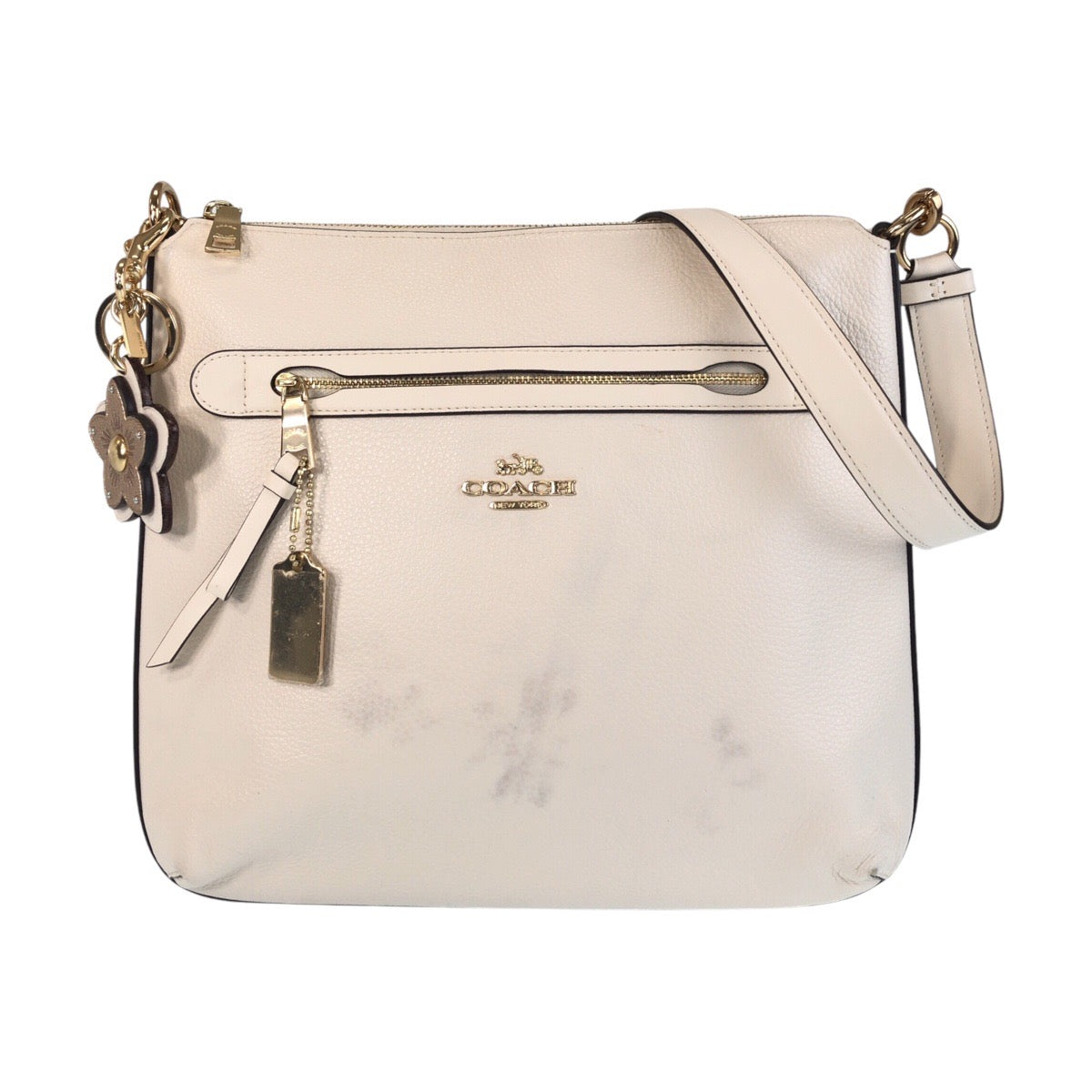 Coach Shoulder Bag Leather White Rexy