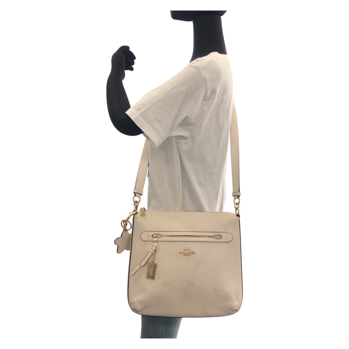 Coach Shoulder Bag Leather White Rexy