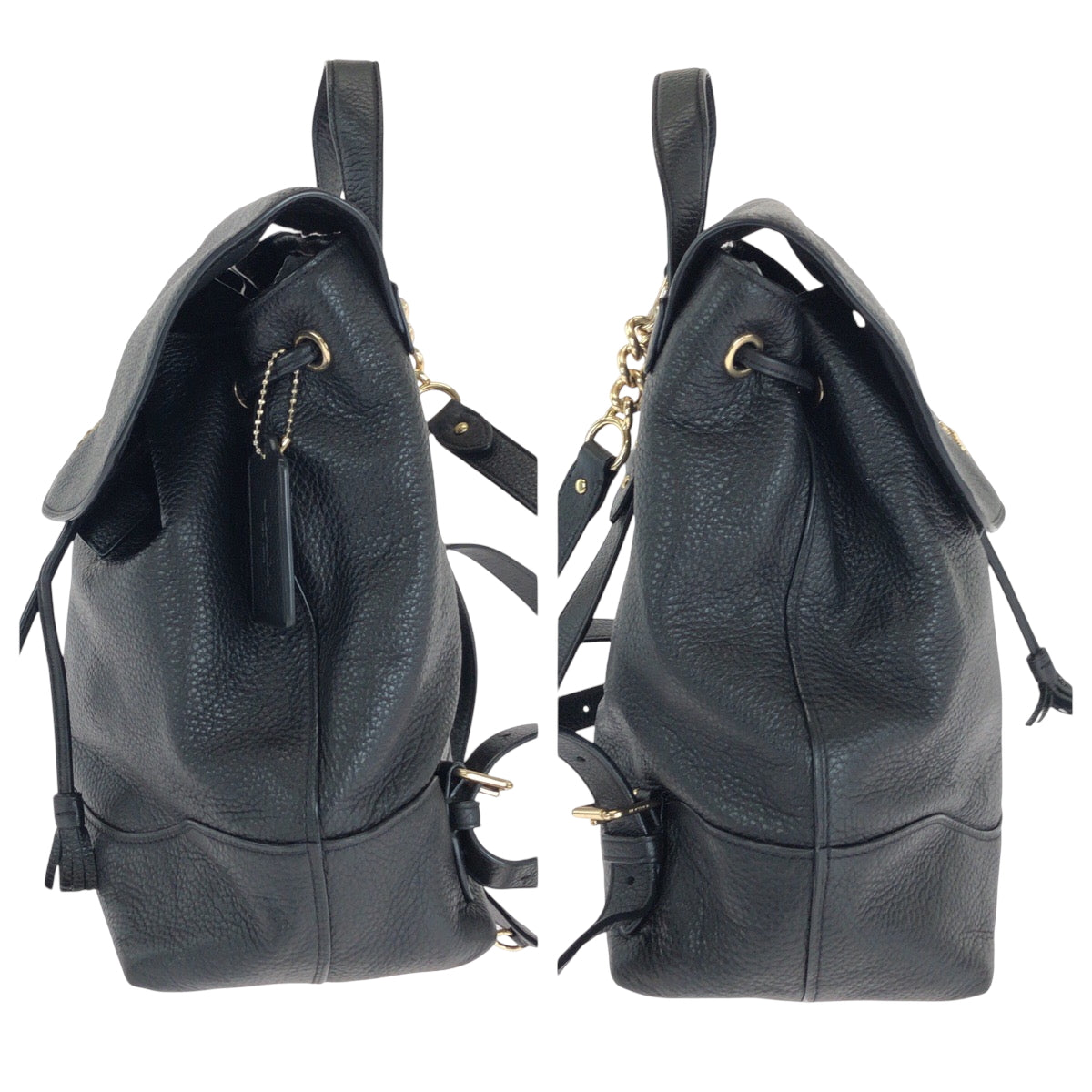 Coach Backpack F72645 Leather Black Backpack Backpack Logo Women Used Authentic