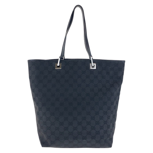 Gucci Tote Bag 31243 Gg Canvas, Leather Black Silver Metal Tote Bag Shoulder Bag Women Used Authentic