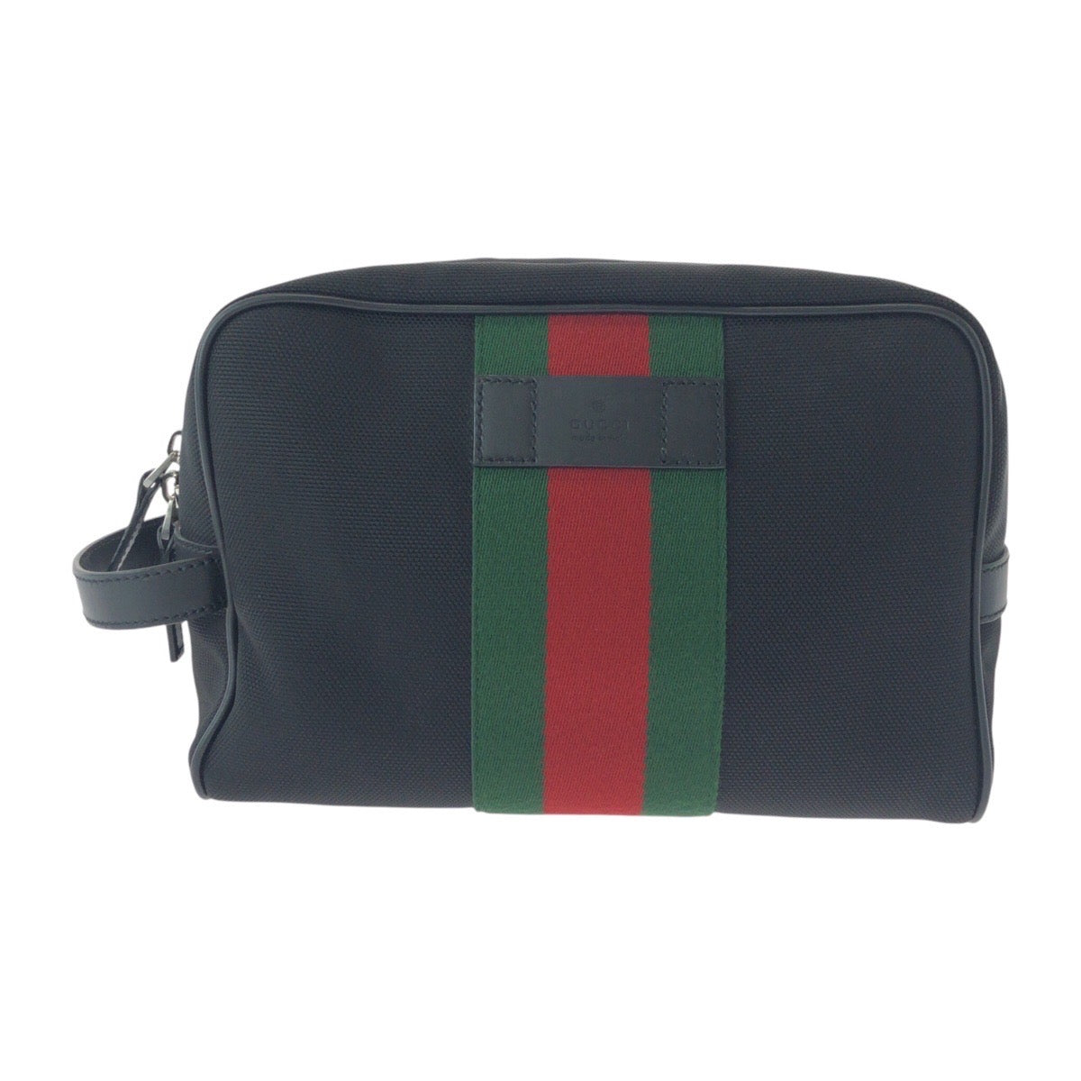 Gucci Business Bag 630916 Canvas, Leather Black Silver Metal Business Bag Pouch Sherry Line Mens Used Authentic