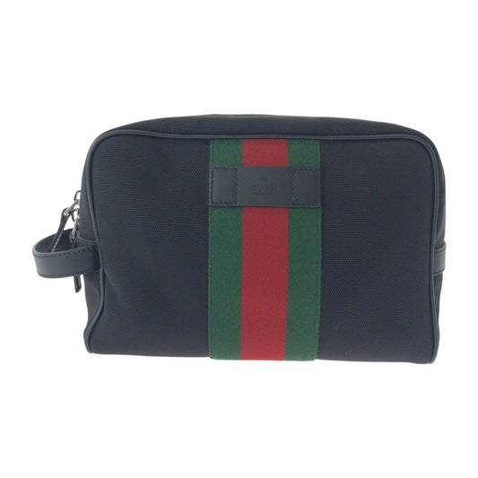 Gucci Business Bag 630916 Canvas, Leather Black Silver Metal Business Bag Pouch Sherry Line Mens Used Authentic