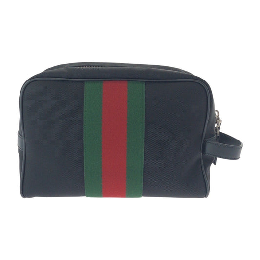 Gucci Business Bag 630916 Canvas, Leather Black Silver Metal Business Bag Pouch Sherry Line Mens Used Authentic