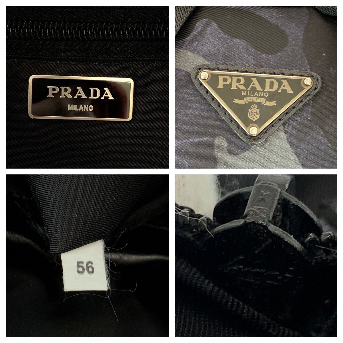 Prada Backpack V136 Nylon Khaki Backpack Backpack Tessuto Camouflage Pattern Triangle With Logo Mens Used Authentic