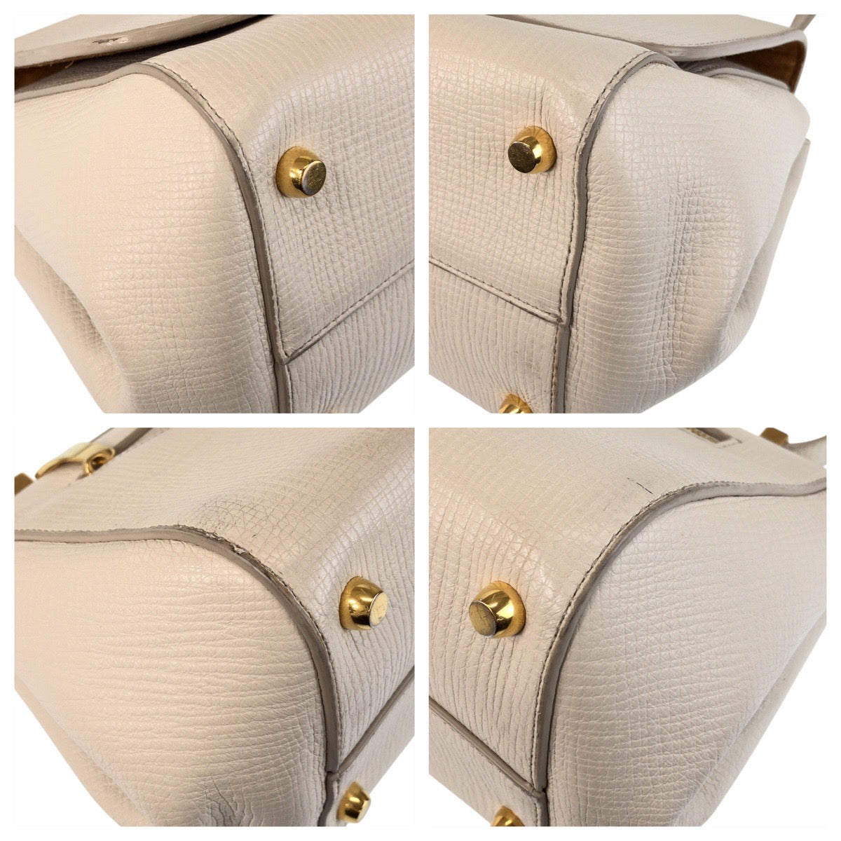 Bottegaveneta Shoulder Bag Leather Ivory Gold Metal Shoulder Bag The Angle Paramelato Women Used Authentic