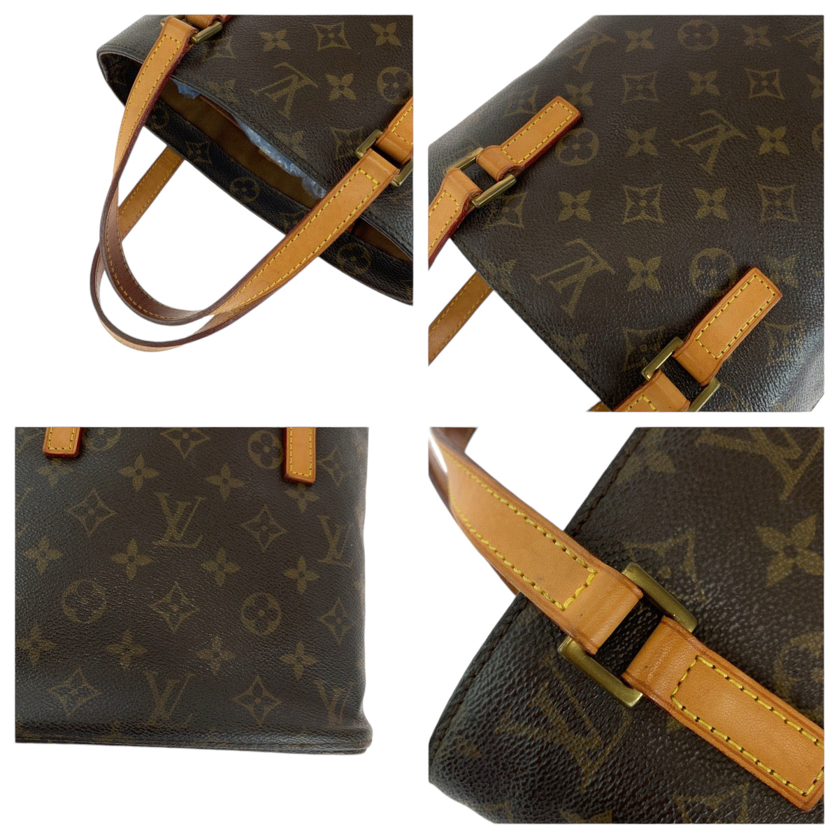 Louis Vuitton Tote Bag M51172 Pvc Brown Gold Metal Tote Bag Handbag Monogram Vavan Pm Women Used Authentic