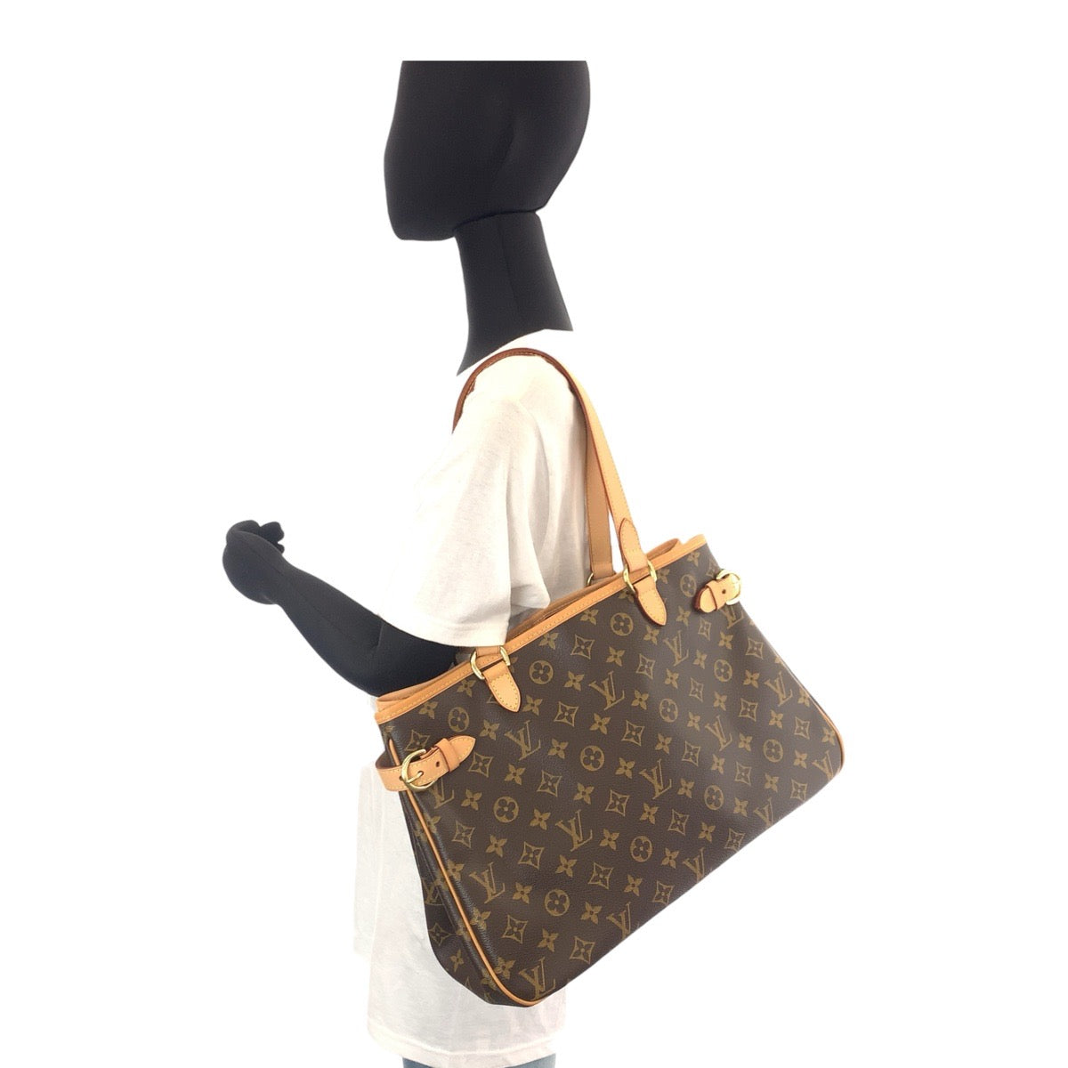 Louis Vuitton Tote Bag M51154 Pvc Brown Gold Metal Tote Bag Shoulder Bag Monogram Batignolles Horizontal Women Used Authentic