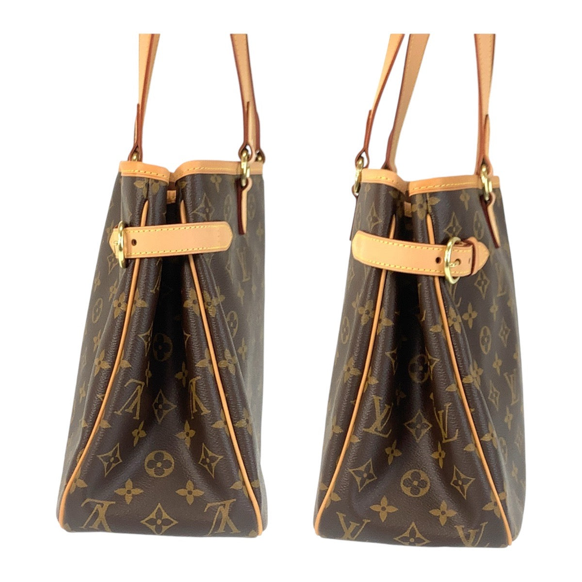 Louis Vuitton Tote Bag M51154 Pvc Brown Gold Metal Tote Bag Shoulder Bag Monogram Batignolles Horizontal Women Used Authentic