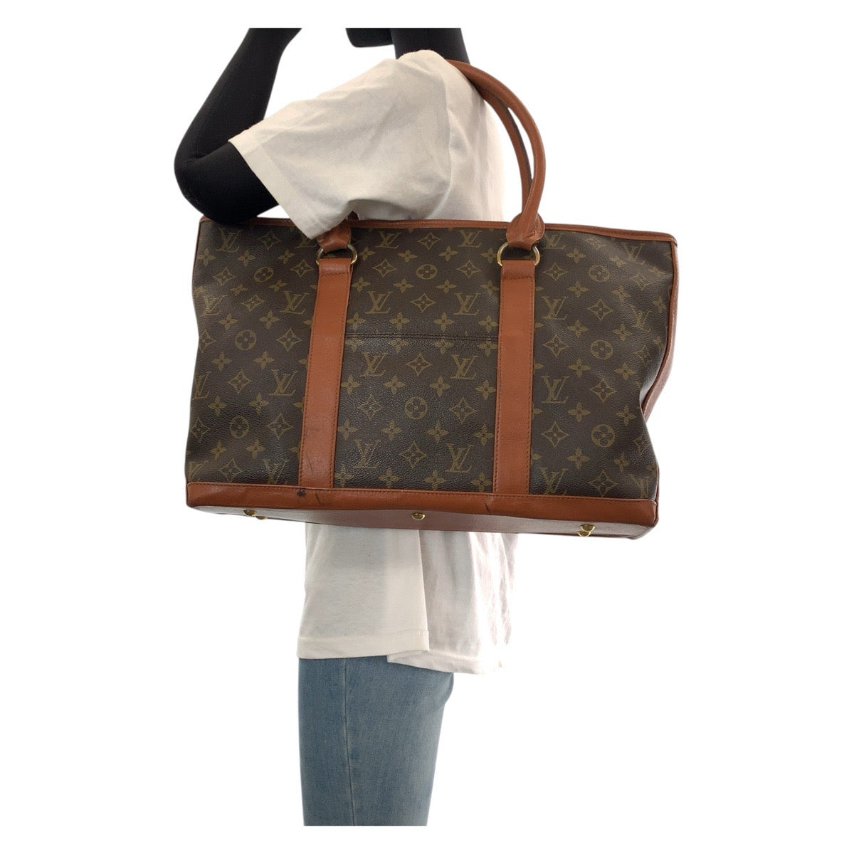 Louis Vuitton Tote Bag M42425 Pvc, Leather Brown Tote Bag Shoulder Bag Monogram Weekend Pm Women Used Authentic