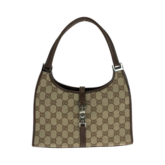 Gucci Handbag 1721 Gg Canvas, Leather Brown Silver Metal Handbag Shoulder Bag Jackie Women Used Authentic