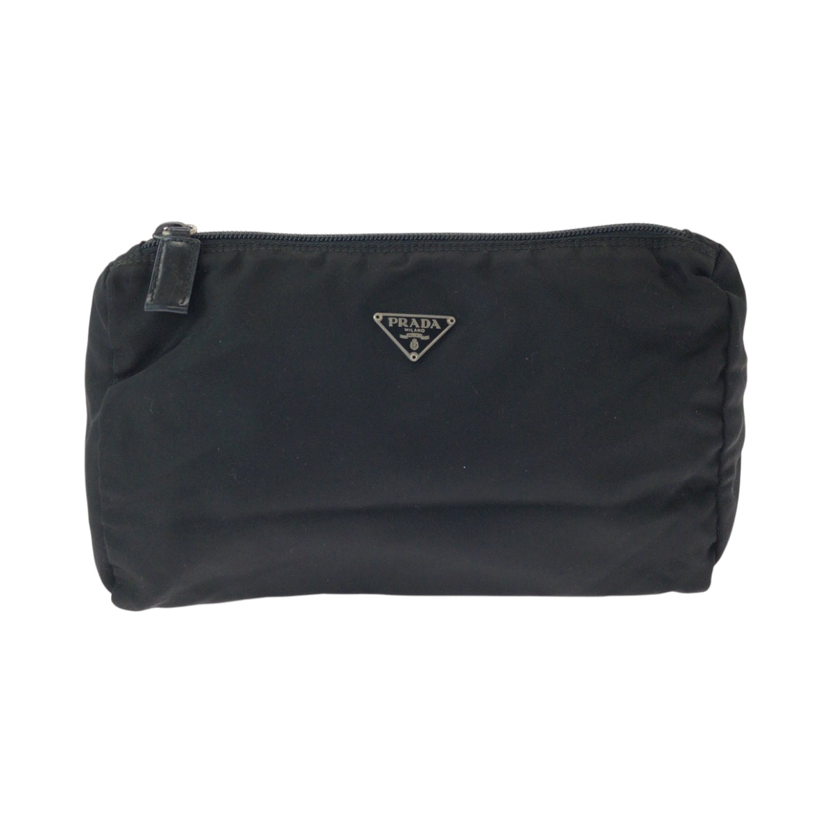 Prada Pouch Nylon Black Pouch Cosmetics Pouch Test Triangle With Logo Women Used Authentic