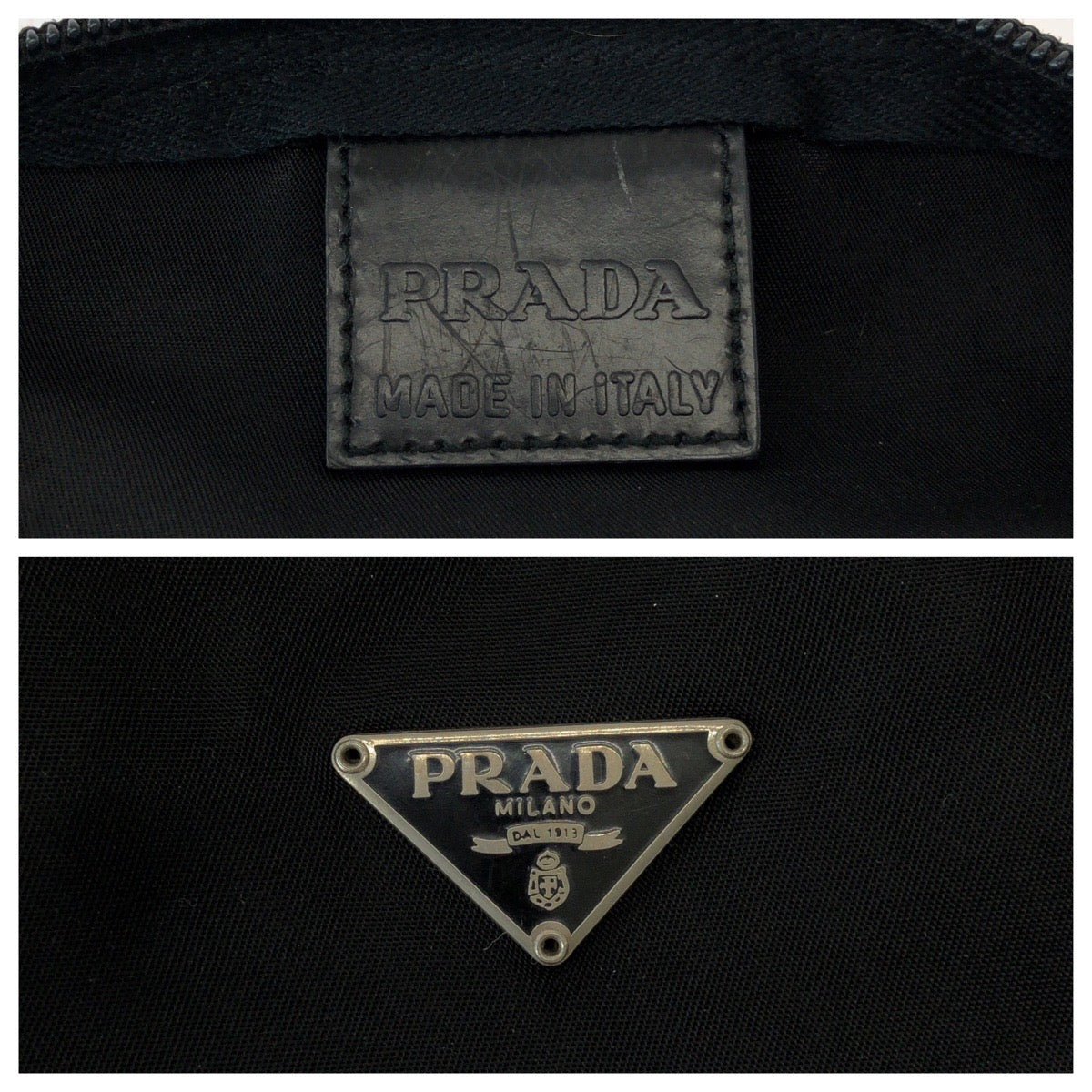 Prada Pouch Nylon Black Pouch Cosmetics Pouch Test Triangle With Logo Women Used Authentic