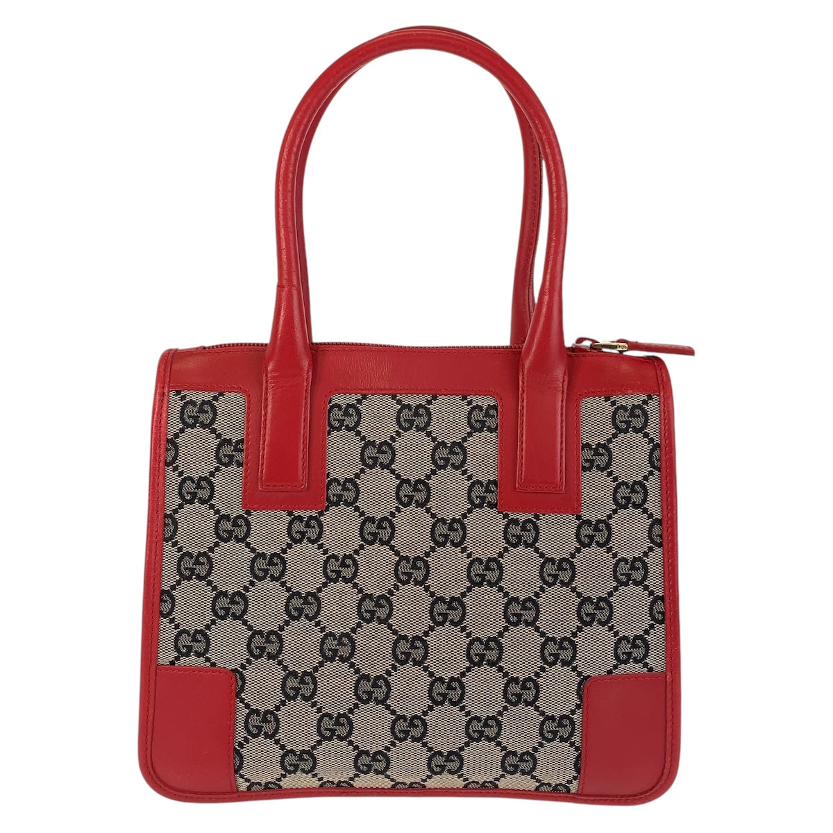 Gucci Tote Bag 000 0856 Gg Canvas, Leather Red Gold Metal Tote Bag Handbag Women Used Authentic