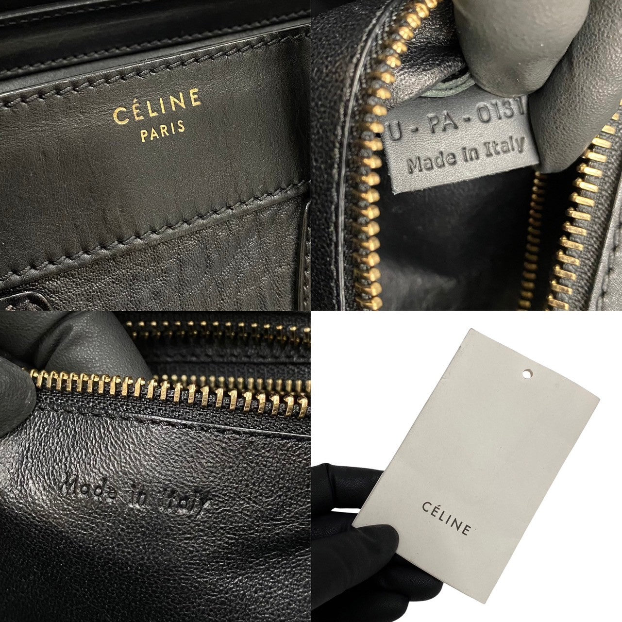 Celine Handbag Leather Black Luggage Micro Shopper Women Used Authentic