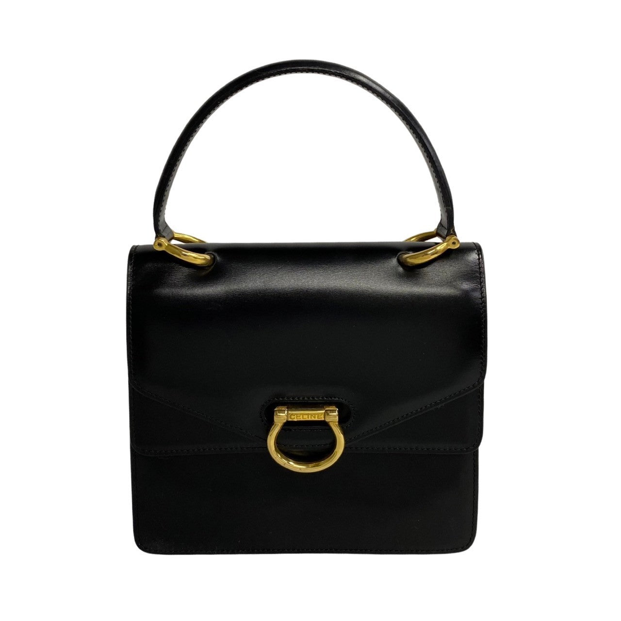 Celine Handbag Calfskin, Leather Black Women Used Authentic