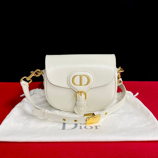 Dior Shoulder Bag Box Scarf White Bobby Small Women Used Authentic