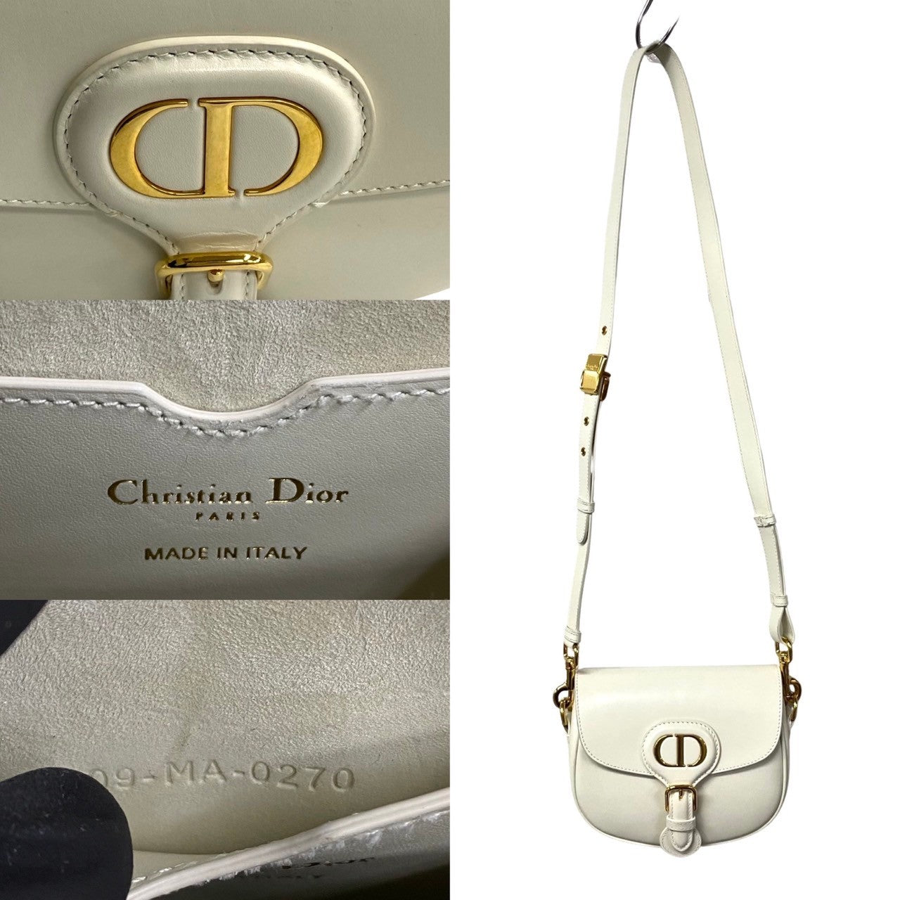 Dior Shoulder Bag Box Scarf White Bobby Small Women Used Authentic