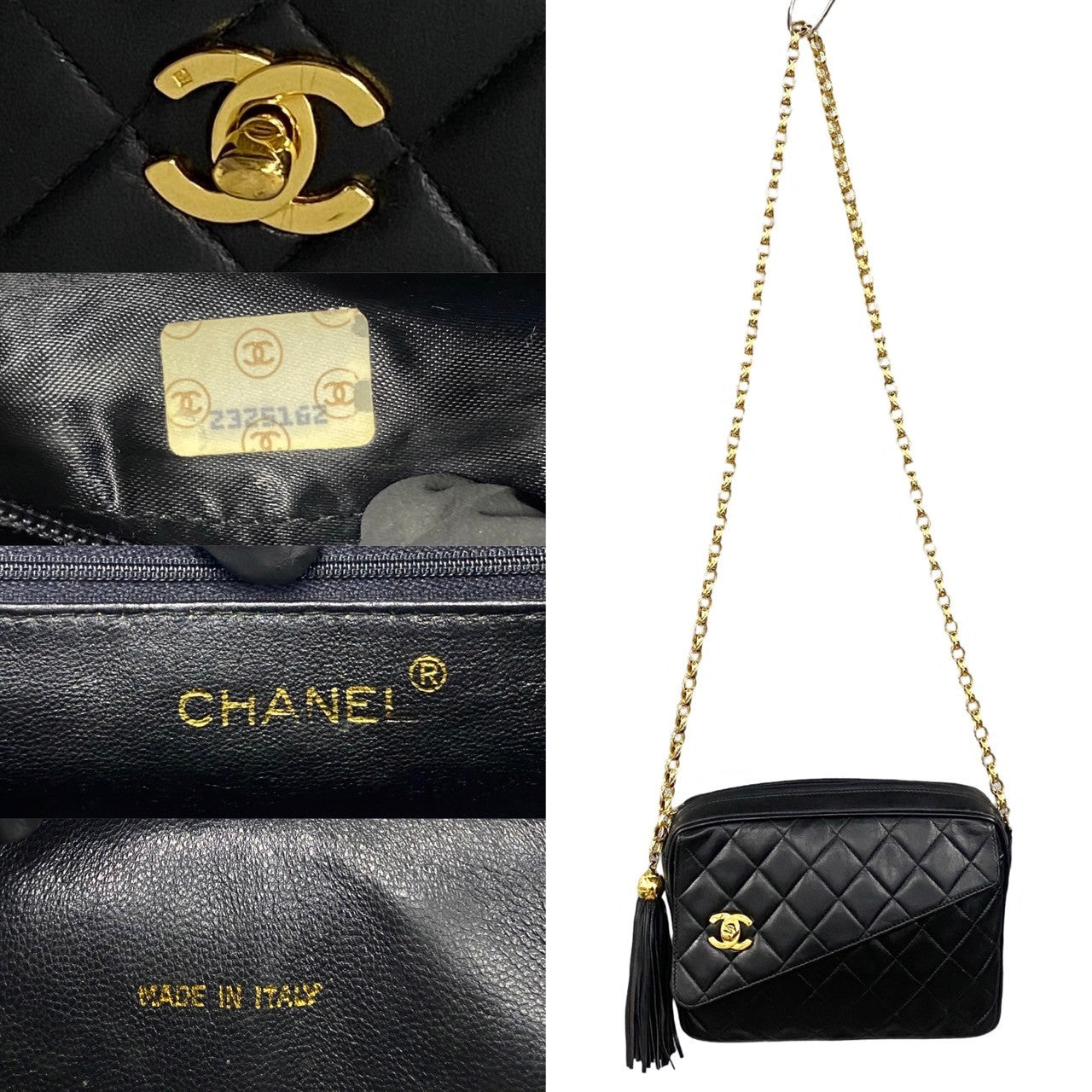 Chanel Shoulder Bag Leather Black Matrasse Women Used Authentic