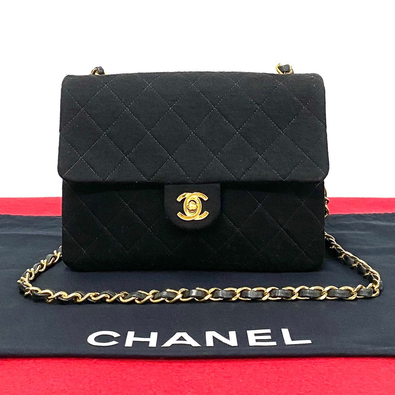 Chanel Shoulder Bag Leather, Jersey Black Women Used Authentic