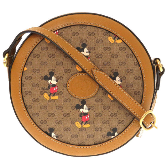 Gucci Shoulder Bag 603938 Gg Supreme Brown Disney Mickey Women Used Authentic