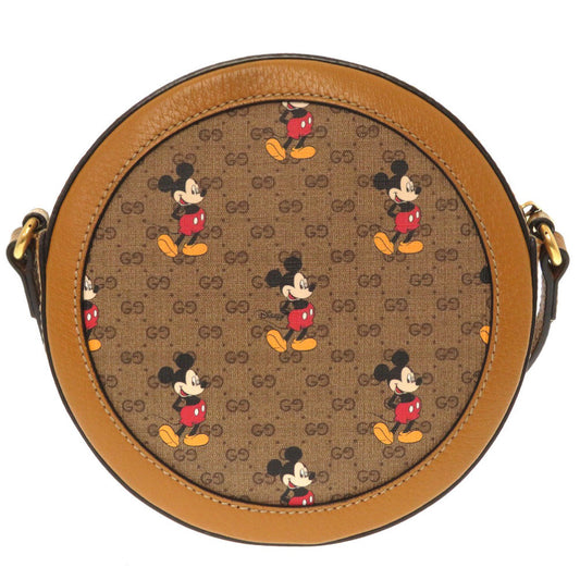 Gucci Shoulder Bag 603938 Gg Supreme Brown Disney Mickey Women Used Authentic