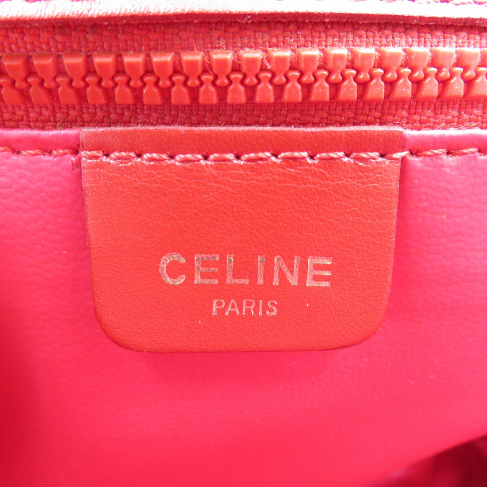 Celine Shoulder Bag Leather Red Vintage Women Used Authentic