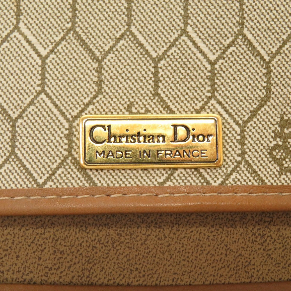 Christian Dior Shoulder Bag Pvc, Leather Beige Honeycomb Pattern Women Used Authentic