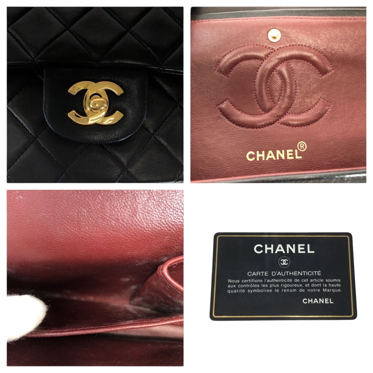 Chanel Shoulder Bag Lambskin Black Gold Metal Chain Shoulder Bag Mattasse Double Flap Coco Mark Turnlock Women Used Authentic