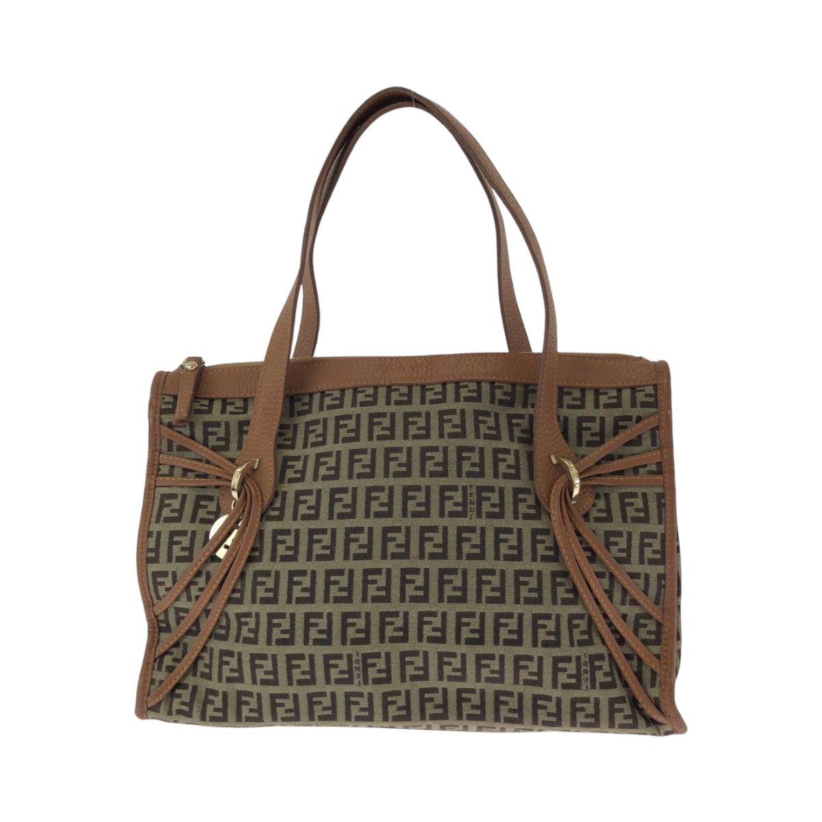 Fendi Tote Bag 8 Bl070 Canvas, Leather Brown Tote Bag Handbag Zucchino Women Used Authentic