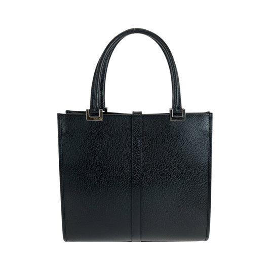 Gucci Tote Bag 002 1065 Leather Black Silver Metal Tote Bag Handbag Jackie Women Used Authentic