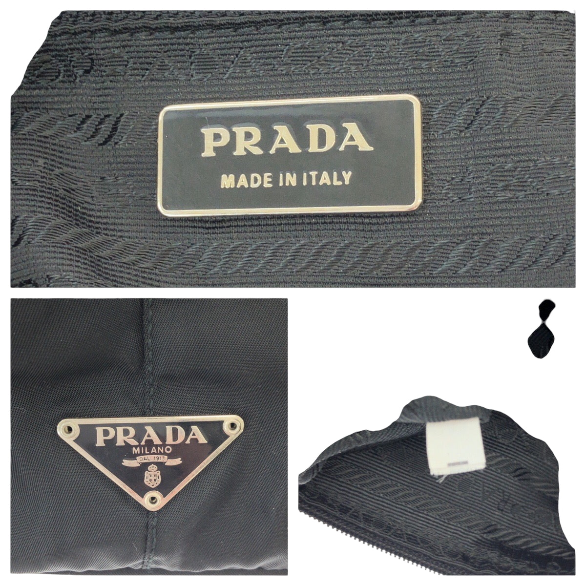 Prada Handbag Nylon Black Handbag Accessory Pouch Test Triangle With Logo Women Used Authentic