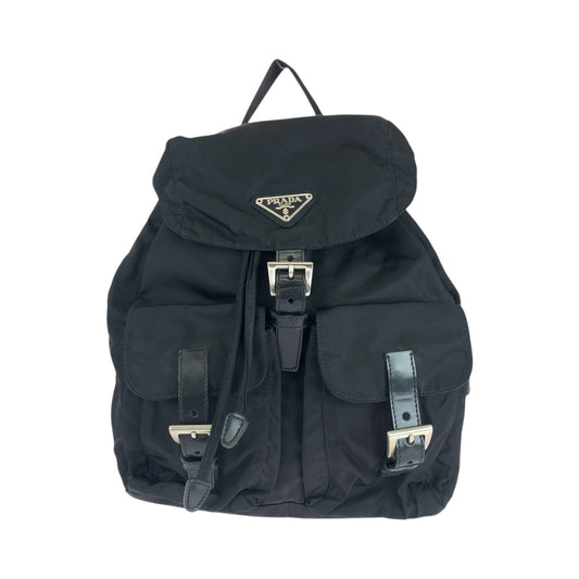 Prada Backpack Nylon Black Backpack Backpack Test Triangle With Logo Women Used Authentic