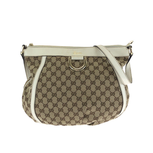 Gucci Shoulder Bag 204940 Gg Canvas Beige White Gold Metal Shoulder Bag Messenger Bag Abbey Women Used Authentic