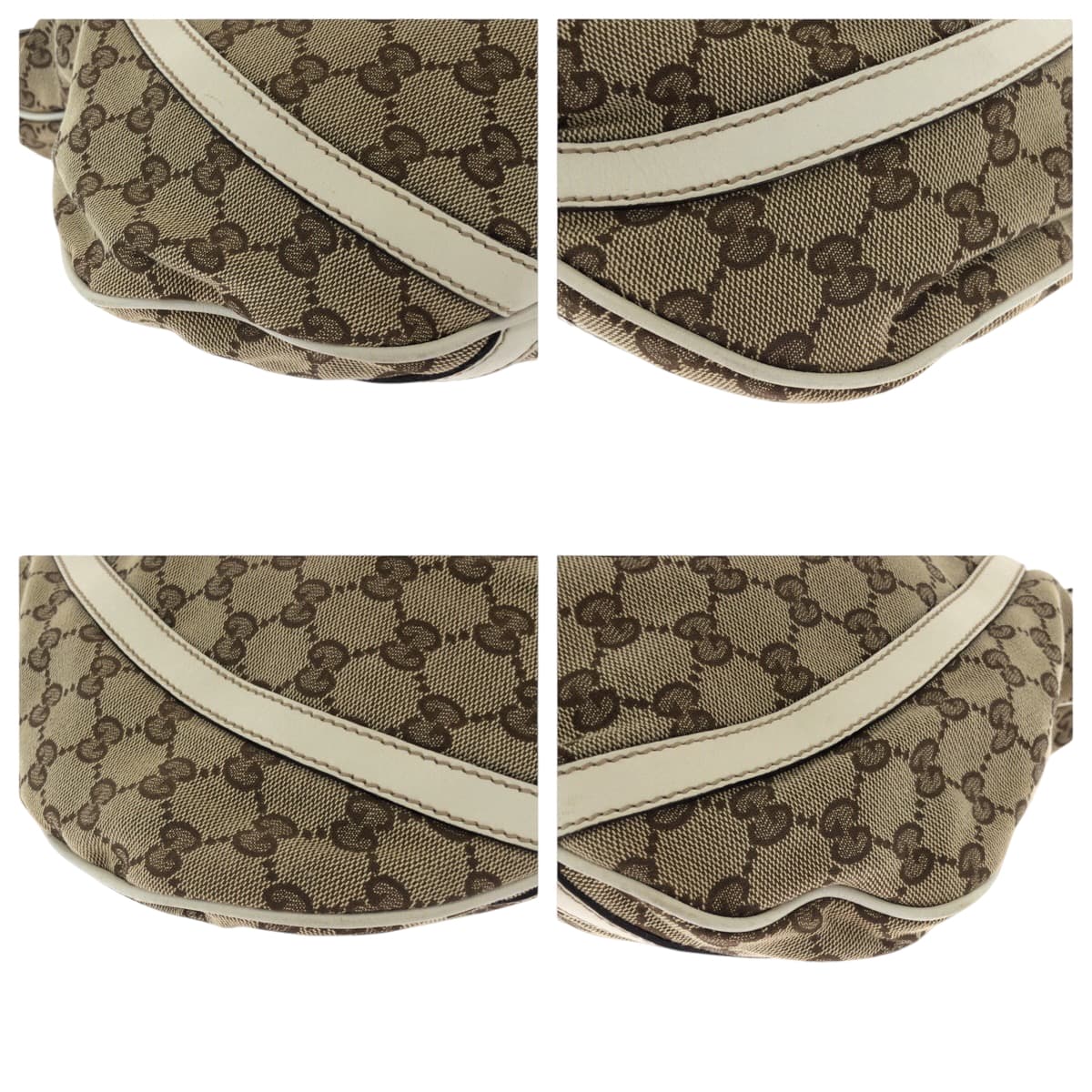 Gucci Shoulder Bag 204940 Gg Canvas Beige White Gold Metal Shoulder Bag Messenger Bag Abbey Women Used Authentic