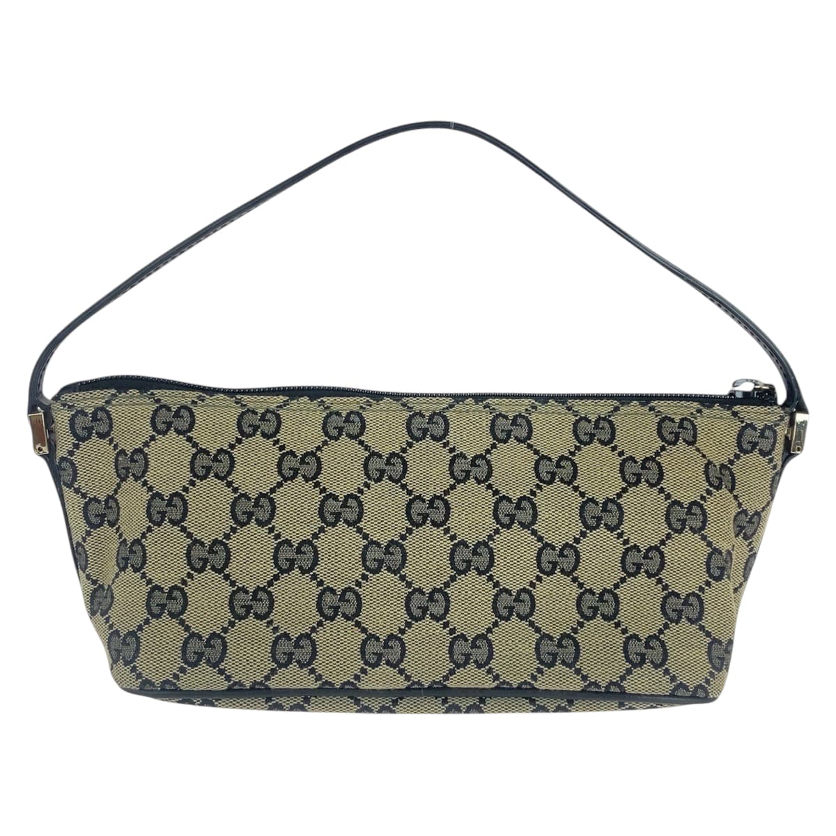 Gucci Handbag 122759 Gg Canvas, Leather Black Beige Gold Metal Handbag Accessory Pouch Women Used Authentic