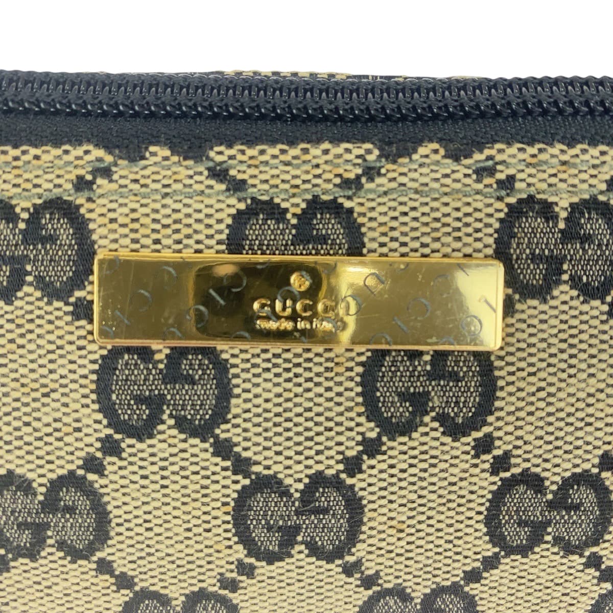 Gucci Handbag 122759 Gg Canvas, Leather Black Beige Gold Metal Handbag Accessory Pouch Women Used Authentic